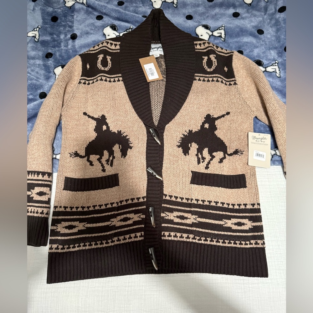 Wrangler Women's Retro Western Vintage Cardigan in Brown